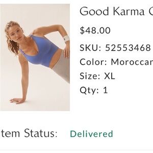 FP Movement Good Karma Crop top NWOT Moroccan Blue XL